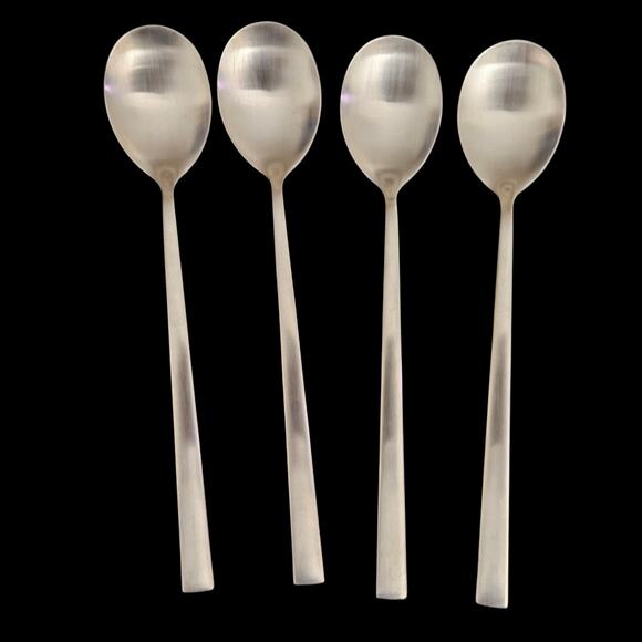 16 Pc SUS 304 Stainless Flatware Set Modern Brushed Satin Forks Knives Spoons - Picture 6 of 7